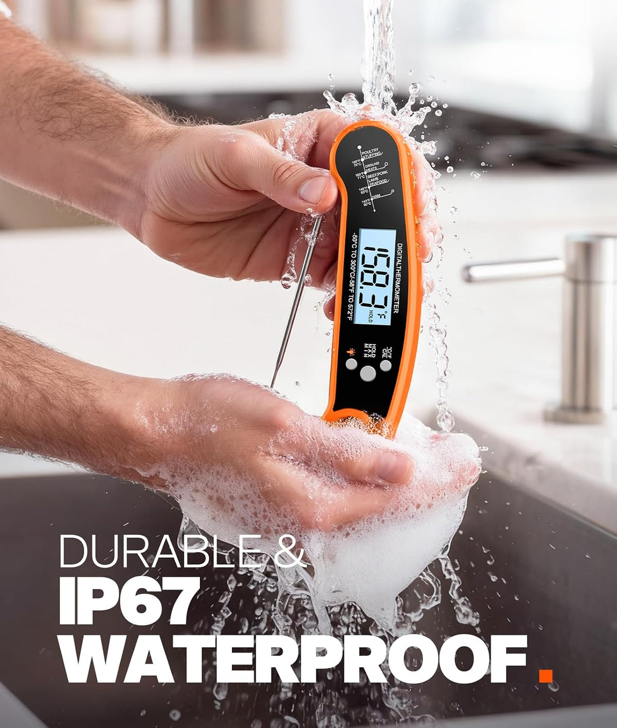 Meat Thermometer Digital, 1-2 Sec Instant Read, Grilling, Cooking, Food
