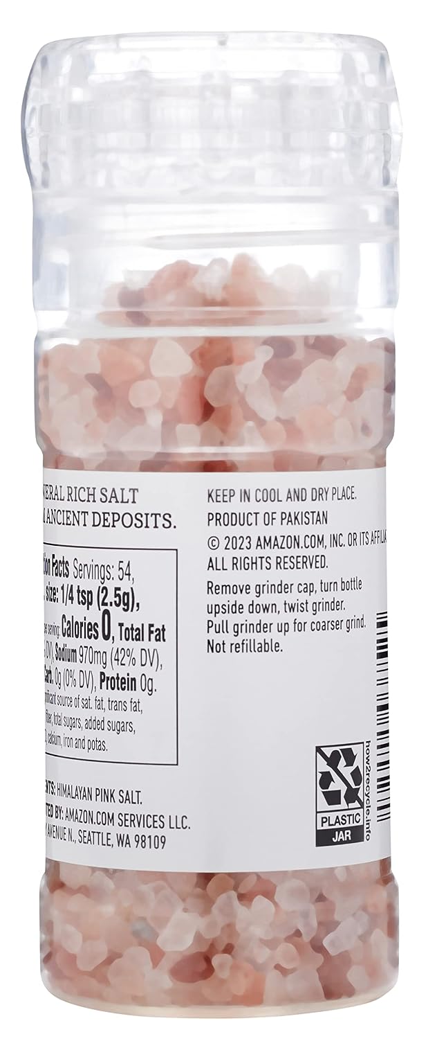 Amazon Grocery, Himalayan Pink Salt Adjustable Grinder, 4.77 Oz