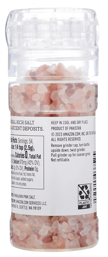 Amazon Grocery, Himalayan Pink Salt Adjustable Grinder, 4.77 Oz