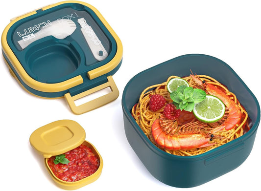 PEDECO Stackable Stainless Steel Bento Box with Insulated bag,Adult & Kids Luch Box,Leak-Proof,1-Tier Bento box,Lunch Box With Portable Sauce Pod and Cutlery-for Teens/Toddler,Dishwasher Safe,Blue