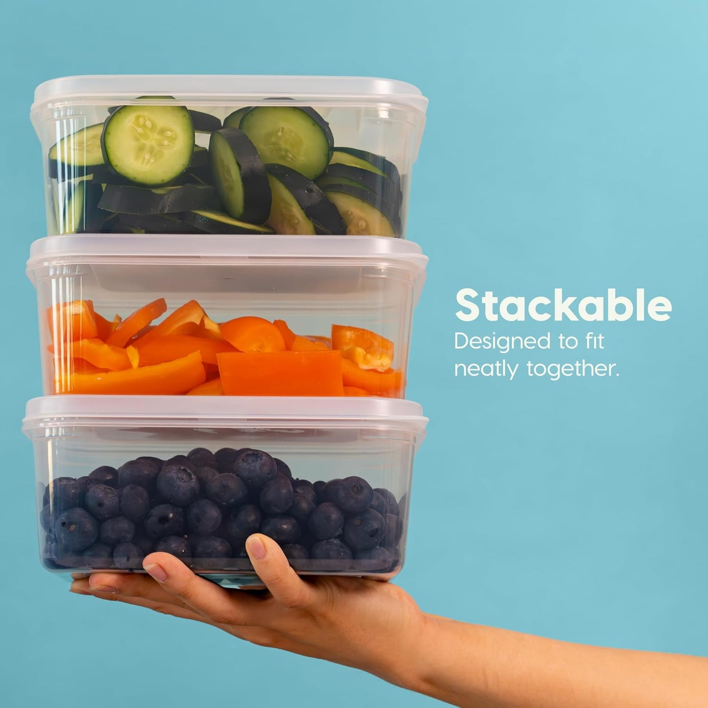 IRIS USA 44 PC Plastic Food Storage Containers With Lids | 22 Meal Prep Containers & 22 Lids | Leftovers Office Lunch Snack Fruit, Microwave Dishwasher Freezer Safe, BPA Free