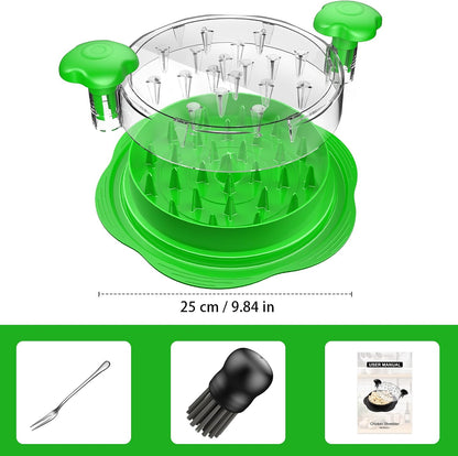 Chicken Shredder Tool Twist Large Meat Shredder with Brush&Fork, Black