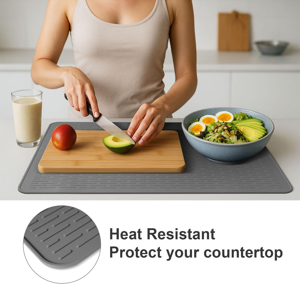 Stove Top Cover for Electric Stove- Range Covers for Electric Stove,Silicone XXL Dish Drying Mat, Glass Cooktop Covers, Flat RV Range top Mats (Black, 28"x20")