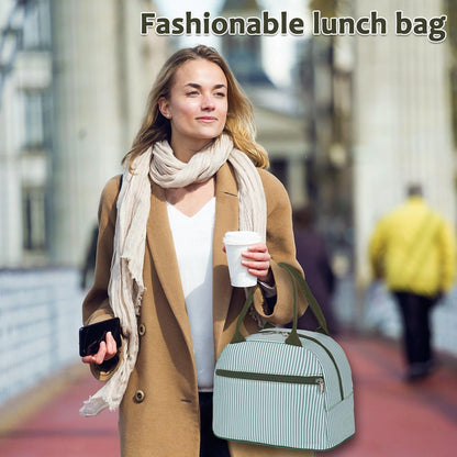 GYEUKHAM Lunch Bag Women, Lunch Box for Adult Men Kids Girls, Small Cute Lunchbox Tote Large Capacity Insulated Lunch Container Cooler for Work School Picnic Travel, Black White Stripes