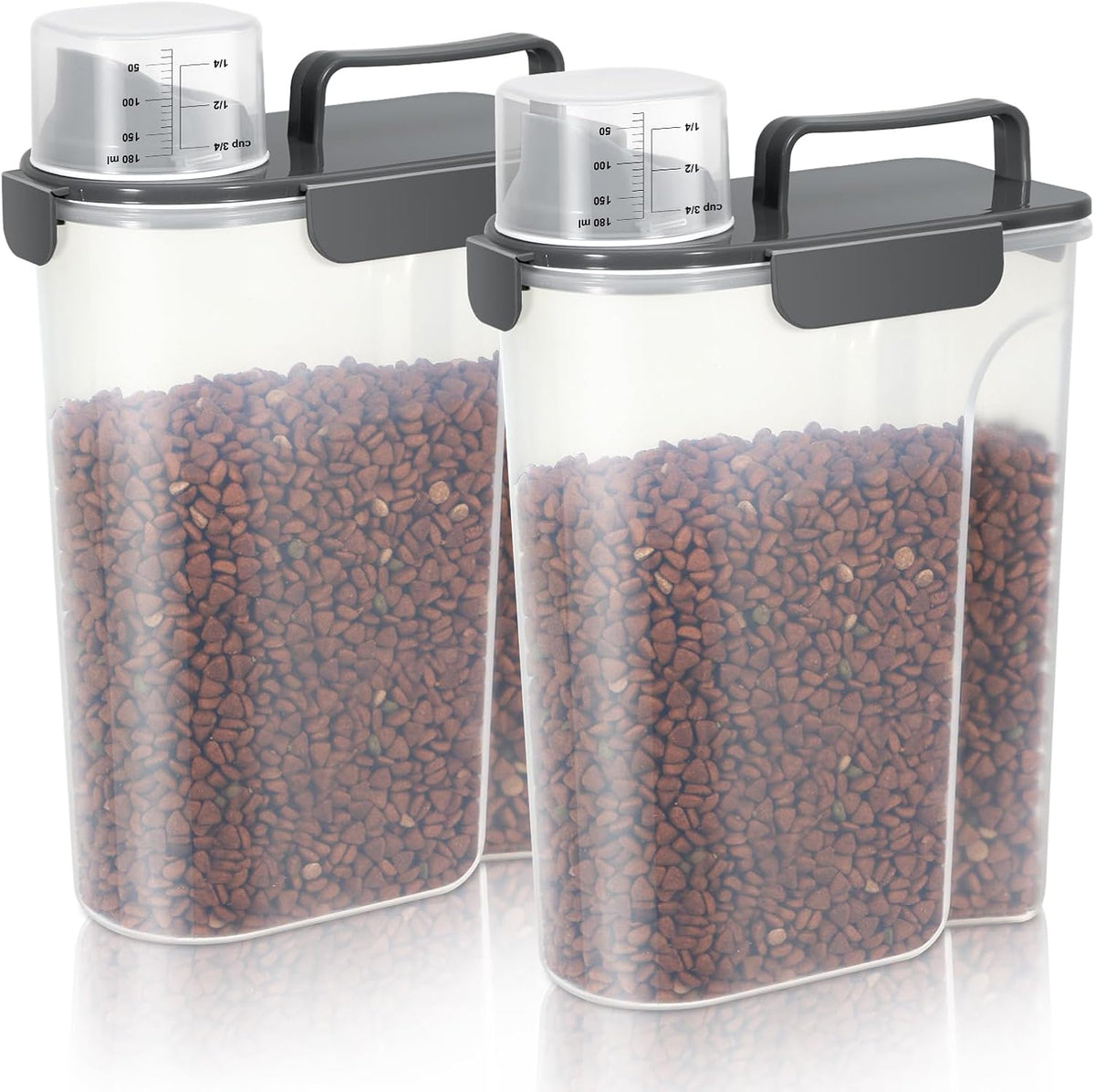 LEAWALK 5Lbs Airtight Cat Dog Food Storage Container with Upgraded Large Nozzle BPA-Free, Pet Food Storage Containers for Rice, Grain, Pet Food, Flour, Dog Treat Storage (Dark Gray, 5L-1pack)