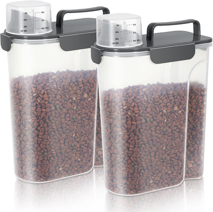 LEAWALK 5Lbs Airtight Cat Dog Food Storage Container with Upgraded Large Nozzle BPA-Free, Pet Food Storage Containers for Rice, Grain, Pet Food, Flour, Dog Treat Storage (Dark Gray, 5L-1pack)