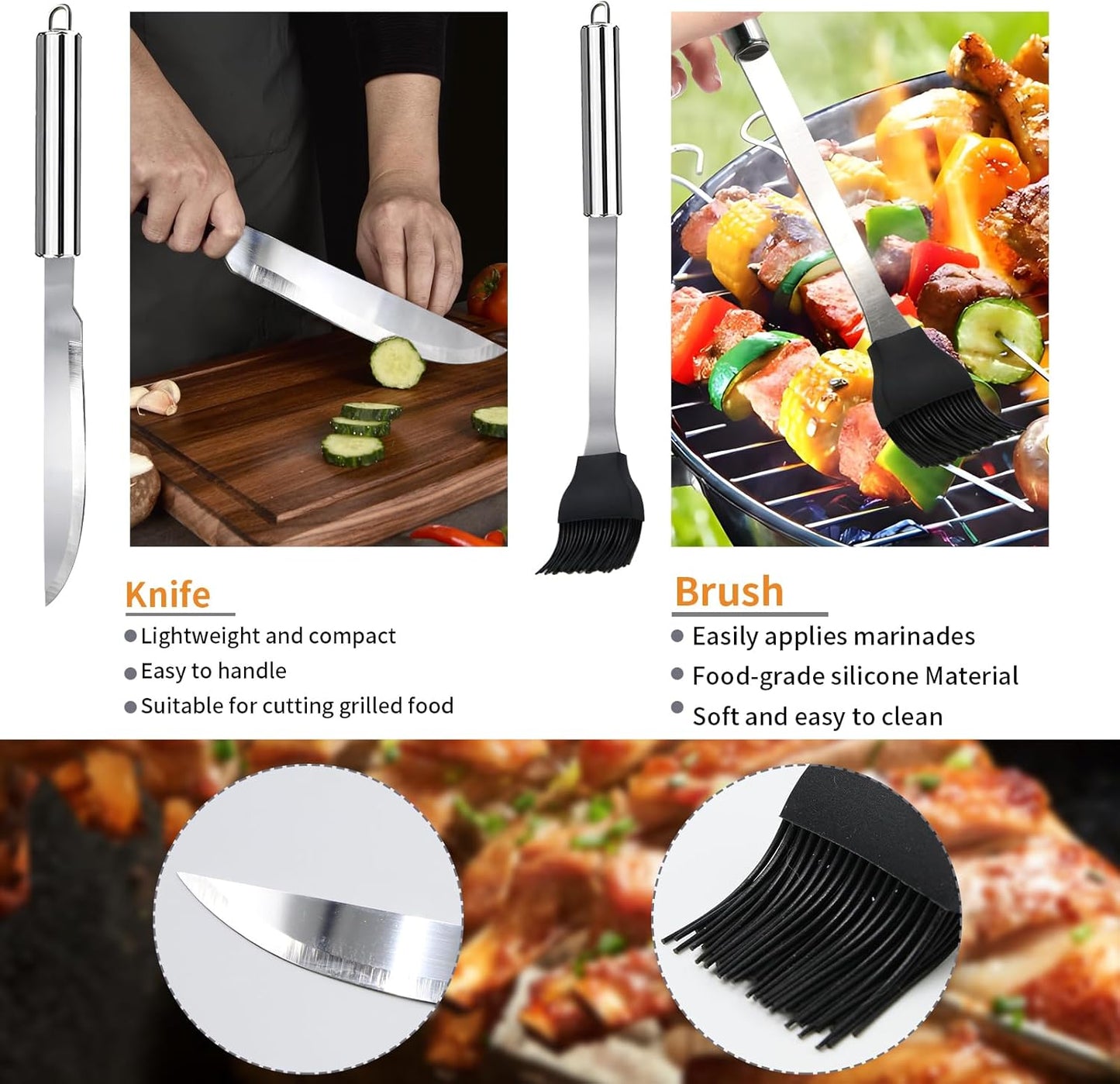 28PCS Stainless Steel BBQ Grill Accessories Set, Grilling Gifts for Men Birthday Father's Day, Portable Multifunction Grilling Utensils Tools Kit with Storage Bag for Outdoor Grill Camping BBQ Party