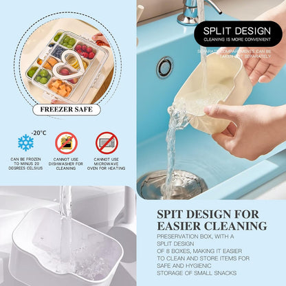 6-Compartment Snackle Snack Bowl with Lid-Microwave & Dishwasher Safe Divided Serving Bowl for Fruit,Veggies & Snacks-Portable Snack Organizer for Picnics,Road Trips & Parties (1 pcs 6 Compartment)