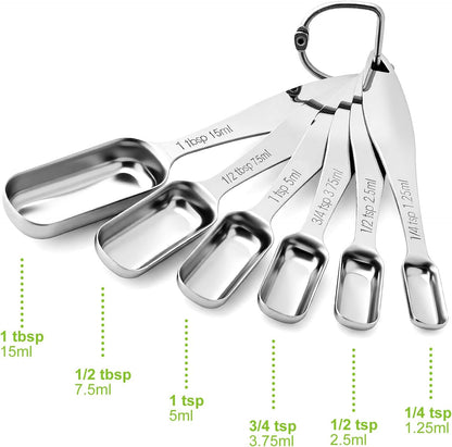 FANGSUN Stainless Steel Measuring Spoons, Narrow Design