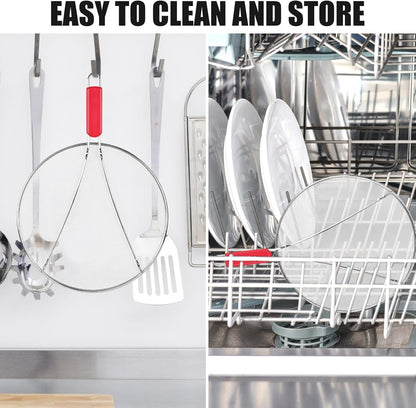 Stainless Steel Splatter Screen for Frying Pan - 9.8" 11.4" 13" Ultra Fine Mesh Grease Splatter Guard, Hot Oil Splatter Guard Shield Grease for Cooking, Kitchen Splash Guard to Prevent Oil Splatter