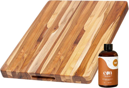 Teakhaus Edge-Grain Teak Wood Cutting Board with Grip Handles, Extra Large
