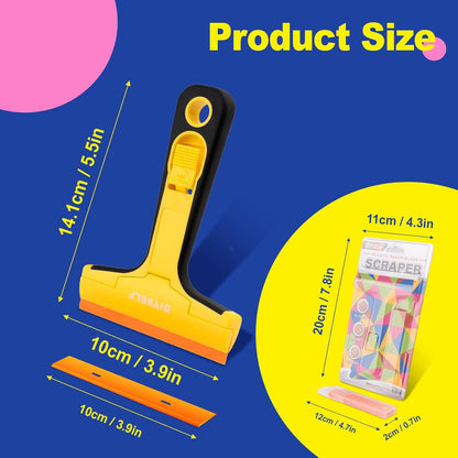 DIYSELF Razor Blade Scraper, 1 Pack Scraper Tool with 10pcs 4-Inch Blades, Razor Scraper for Cleaning Glass, Window, Stove Top, Oven, Kitchen, Cooktop, Shower Door, Sticky Residue, Tile, Wallpaper
