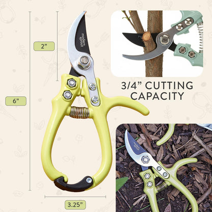 Modern Sprout Bypass Hand Pruners - Scissors - Gardening Tools - Sage