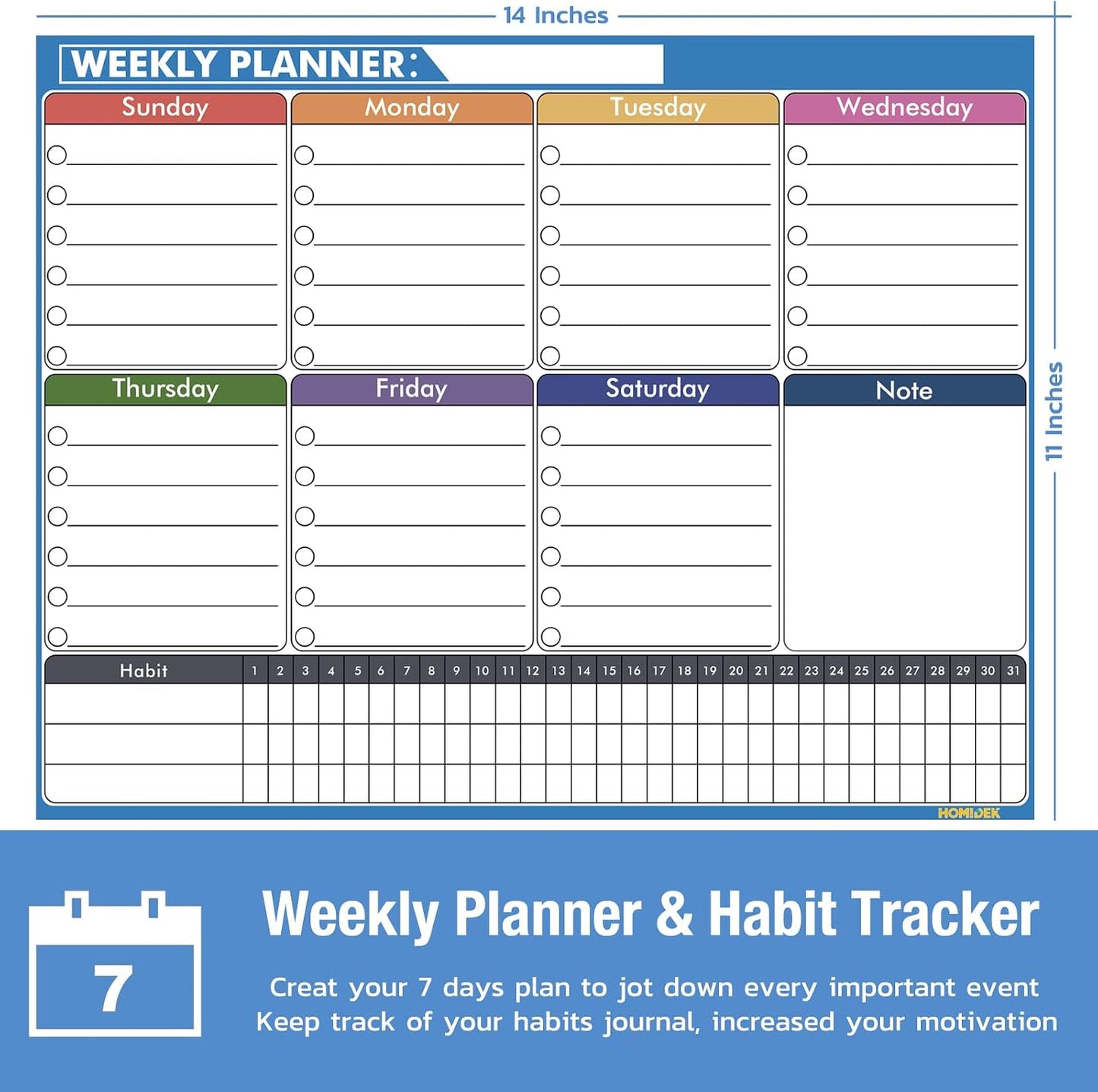 Magnetic Meal Planner Menu Board: Reusable Dry Erase Family Planning Board with Grocery List & Fridge Freezer Inventory List for Refrigerator, Dry Erase Markers and Eraser Included - 14x11 Inches