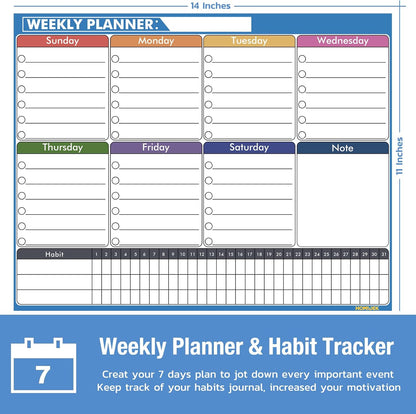 Magnetic Meal Planner Menu Board: Reusable Dry Erase Family Planning Board with Grocery List & Fridge Freezer Inventory List for Refrigerator, Dry Erase Markers and Eraser Included - 14x11 Inches
