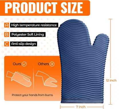 Yutat Silicone Oven Mitts - Oven Mitts and Pot Holders Sets Made of Non-Slip & BPA-Free Silicone, High Heat Resistant 500 Degrees, Perfect for Kitchen Cooking Baking BBQ, Peak Green