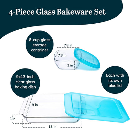 Libbey Baker’s Premium 2 Piece Glass Pie Plate, Stackable, Space Saving Casserole Dish Set with Lids, Glass Baking Dish Set for Fruit Pies, Quiches