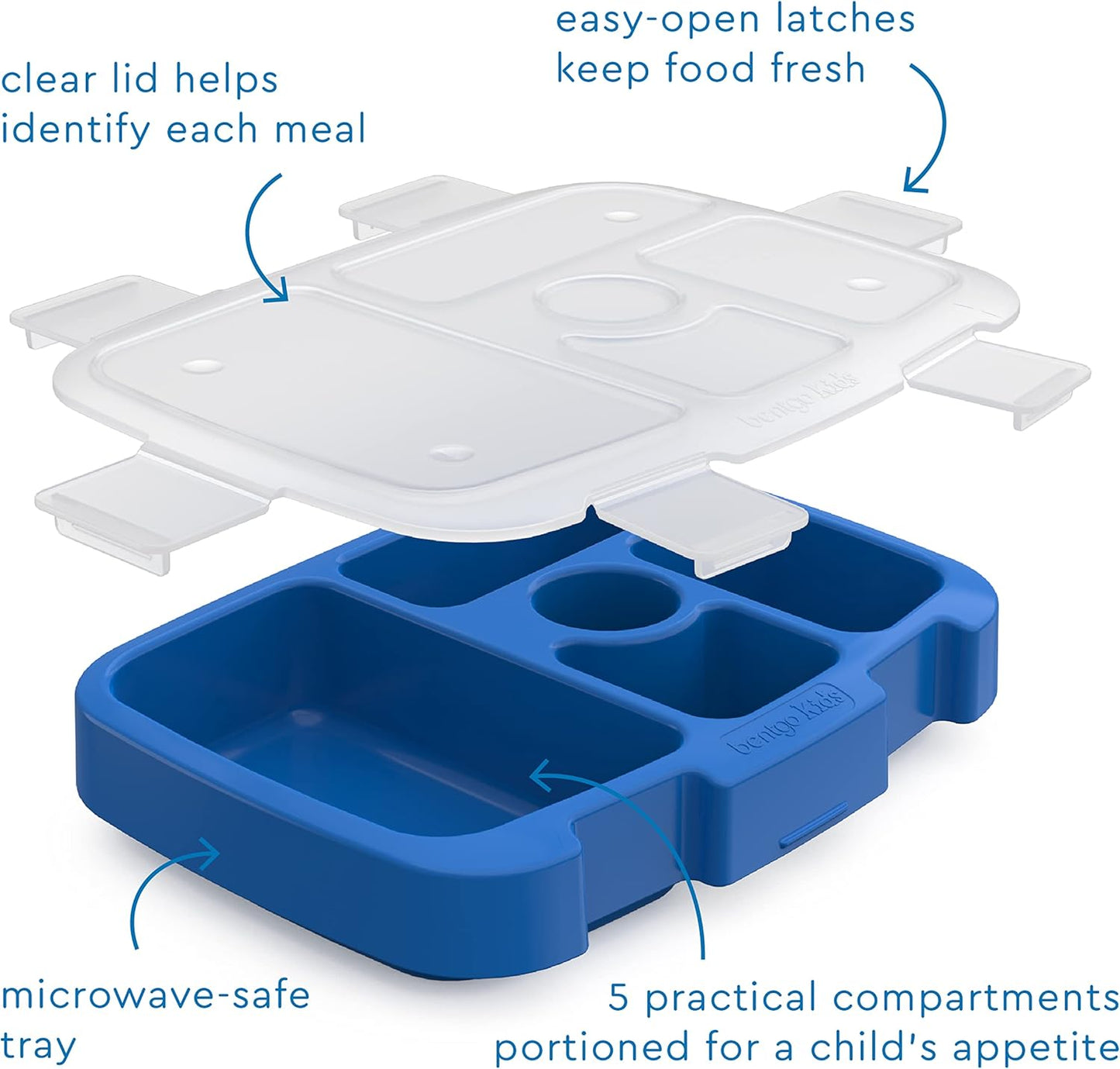 Bentgo® Kids Tray with Transparent Cover - Reusable, BPA-Free, 5-Compartment Meal Prep Container with Built-In Portion Control for Healthy, At-Home Meals & On-the-Go Lunches (Coral)
