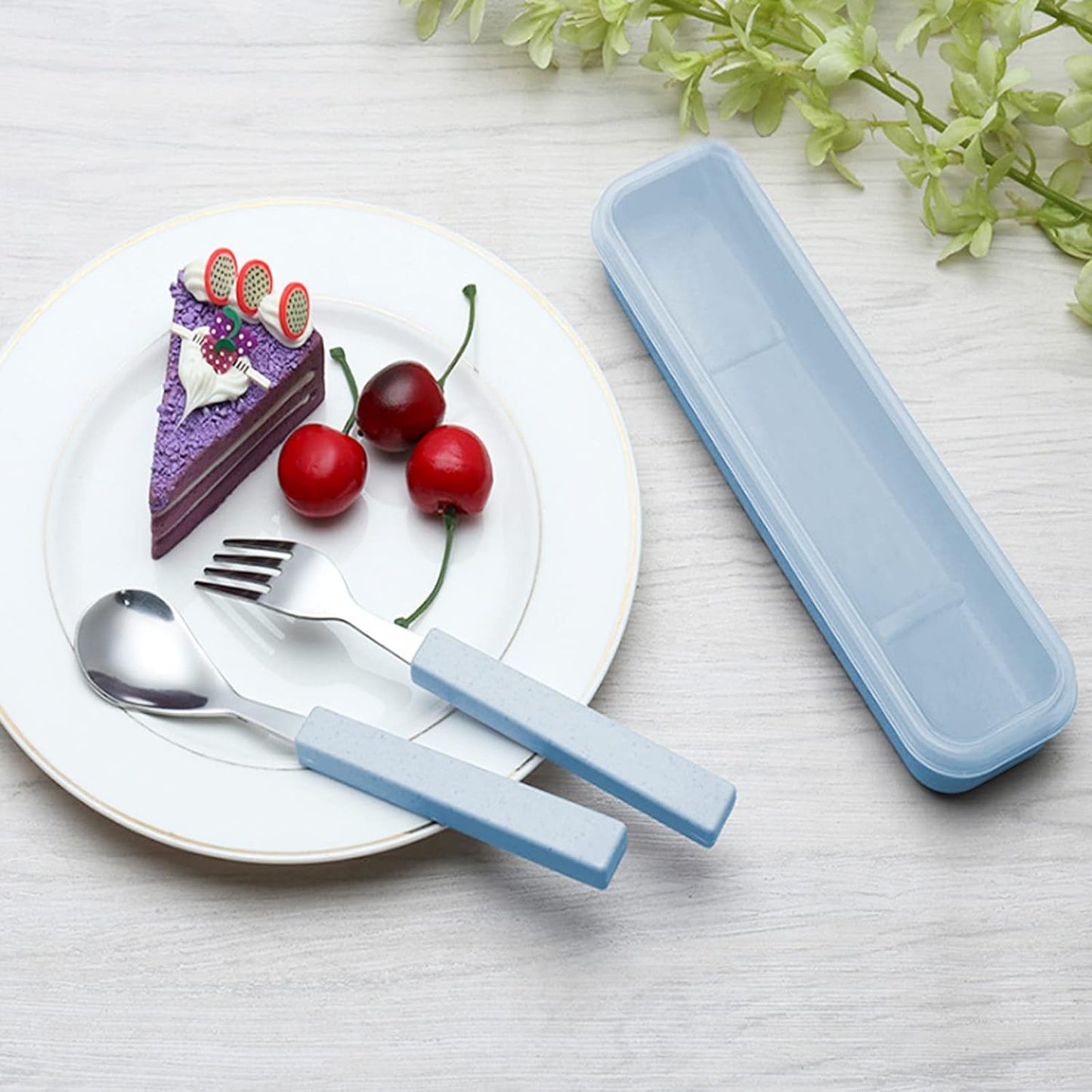 VANRA 3-Piece Children Utensils Set 18/10 Stainless Steel Child Flatware Set Silverware Knife Spoon Fork Set with Travel Case for Kids Lunch Box