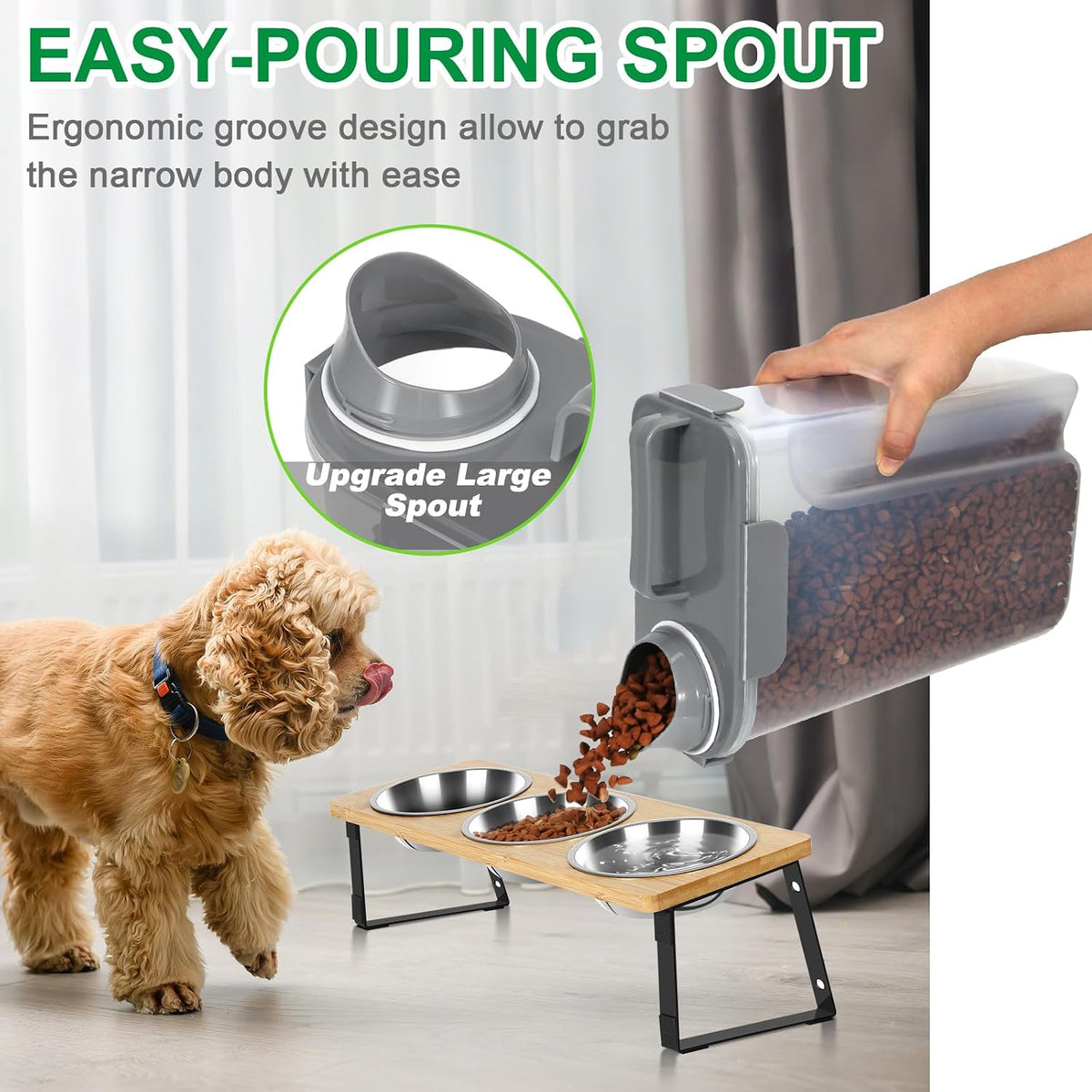TBMax Pet Food Storage Containers 2 Pack 8-10 Lbs Airtight Dog Food Container Dispenser with Large Spout & Portable Handle, Travel Dog Treat Cat Food Storage Bin Bird Seed Container