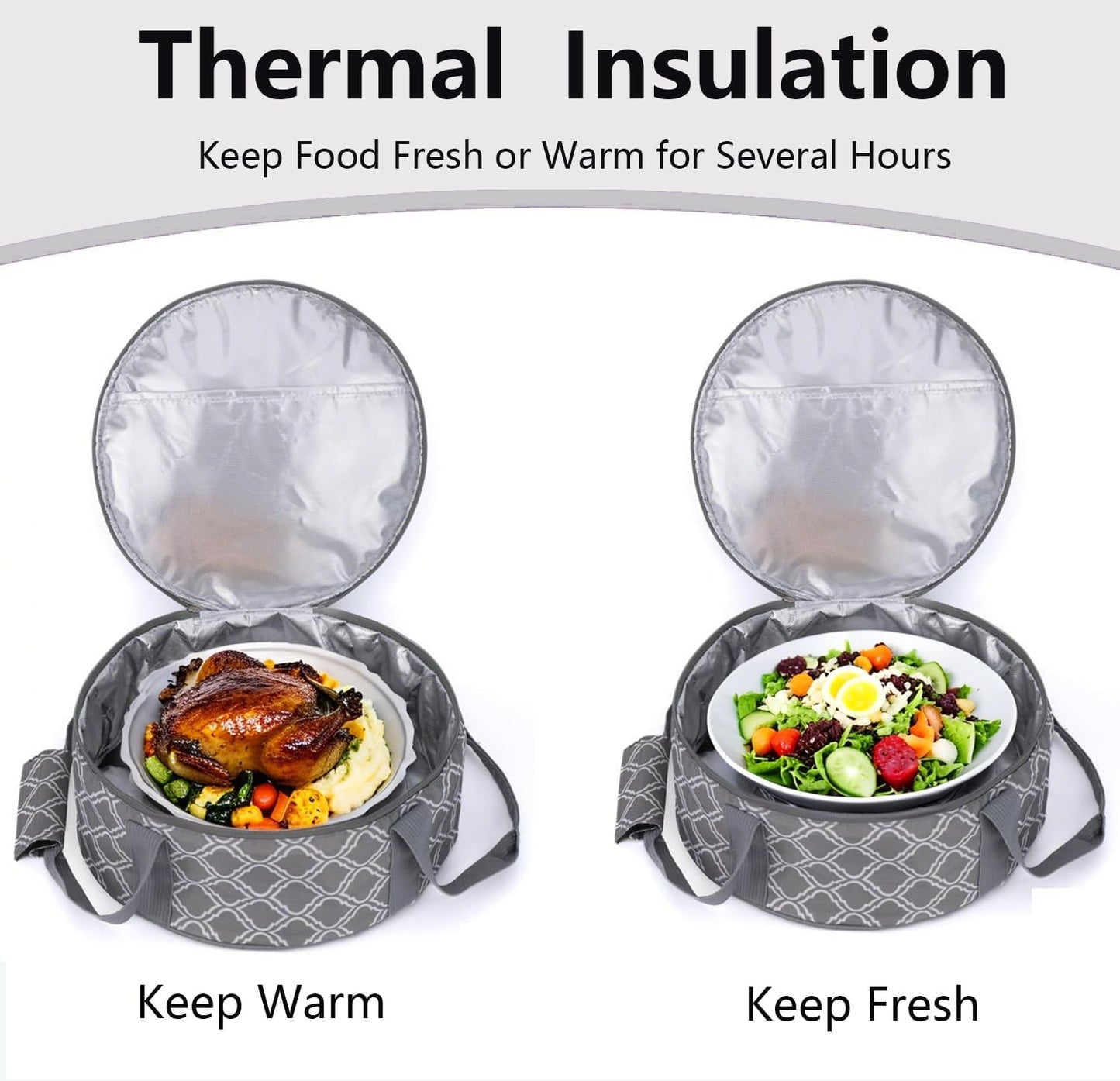 Round Insulated Pie Carrier – Thermal Portable Lunch Transport Cheesecake Cake Dish Container Bag Keep Food Hot/Cold/Fresh for Potlucks Parties Gathering/Cookouts/Church Dinner/Outdoor Events-Red