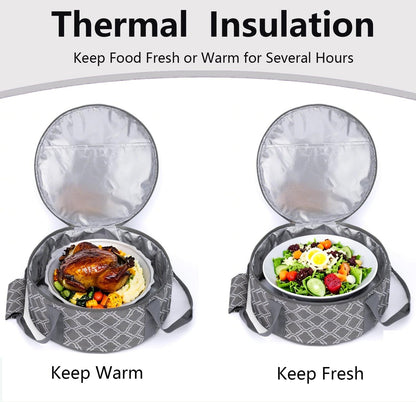 Round Insulated Pie Carrier – Thermal Portable Lunch Transport Cheesecake Cake Dish Container Bag Keep Food Hot/Cold/Fresh for Potlucks Parties Gathering/Cookouts/Church Dinner/Outdoor Events-Red