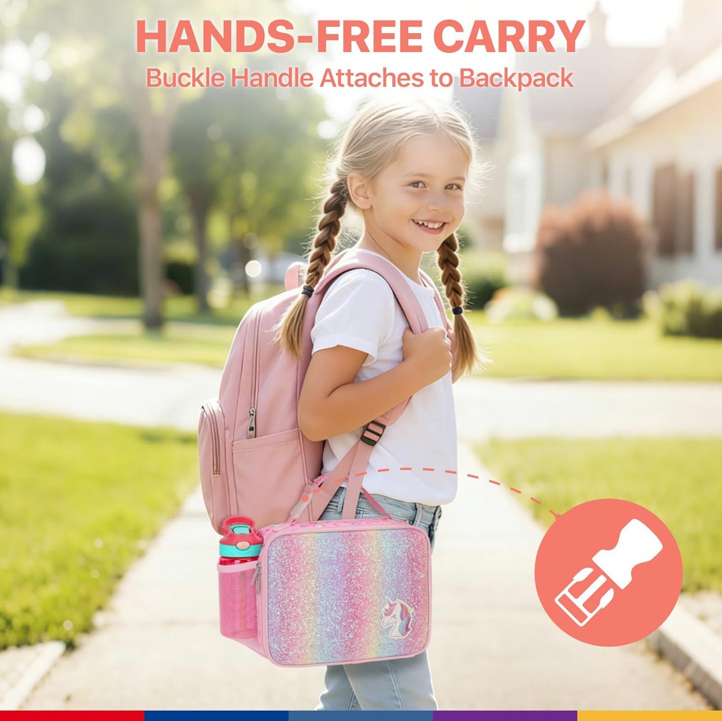 Bagseri Kids Lunch Bag Boys - Thermal Insulated Lunch Box Tote with Water Bottle Holder, Reusable Leak-Proof Kids Lunch Box for Daycare & School, Black Dinosaur (Containers Not Included)