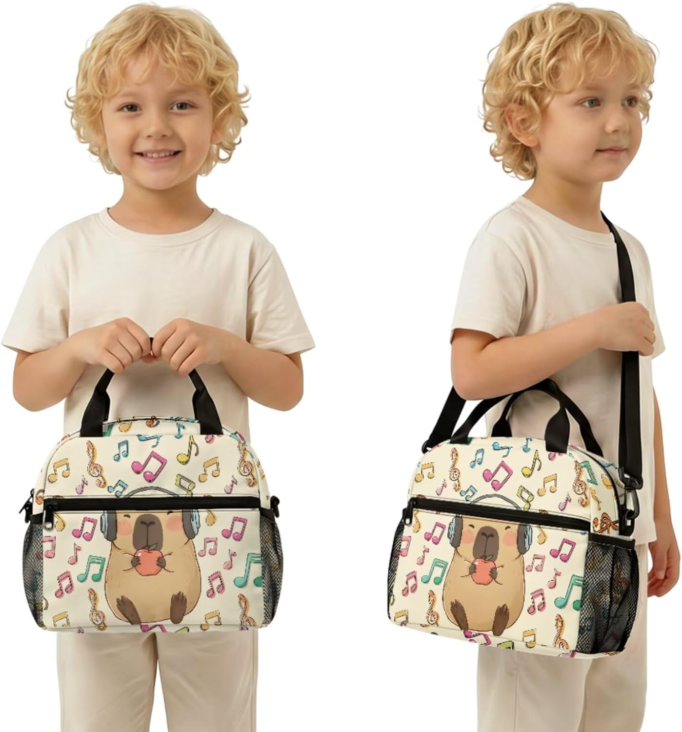 Highland Cow Backpack with Lunch Box Set for Kids Sunflower School Backpack for Girls Boys Back to School Bag Student Travel Backpacks Reusable Utensils Pen Case Water Bottle Bag 5PCS