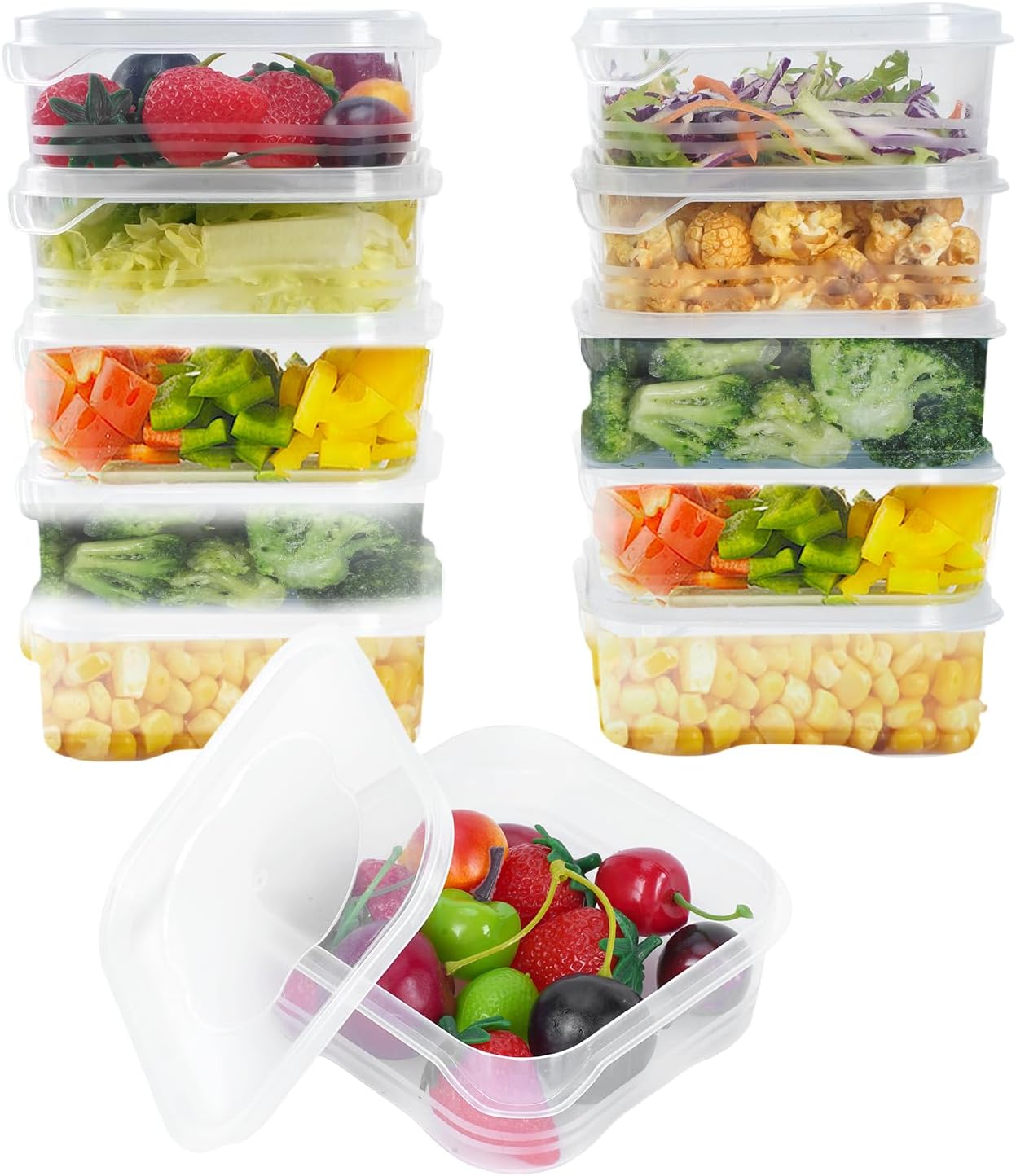 10 Pcs Meal Prep Containers, Reusable BPA Free Food Storage Containers with Lids, 12 oz Square Freezer Storage Boxes, Plastic Food Storage Container for Kitchen（12 x 12cm）