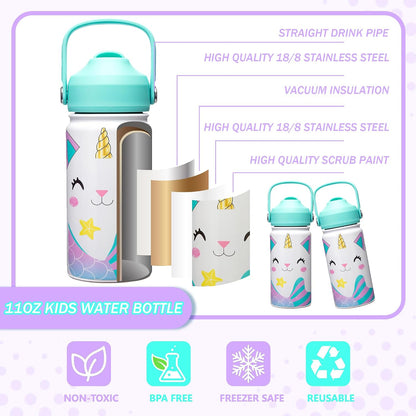 Kids Bento Lunch Box with 6 Compartments Girls Lunch Box with Lunch Bag,Stainless Steel Water Bottle,Ice Pack & Utensils Set,Birthday Gifts for Ages 3-12 Back to School Toddler Girls