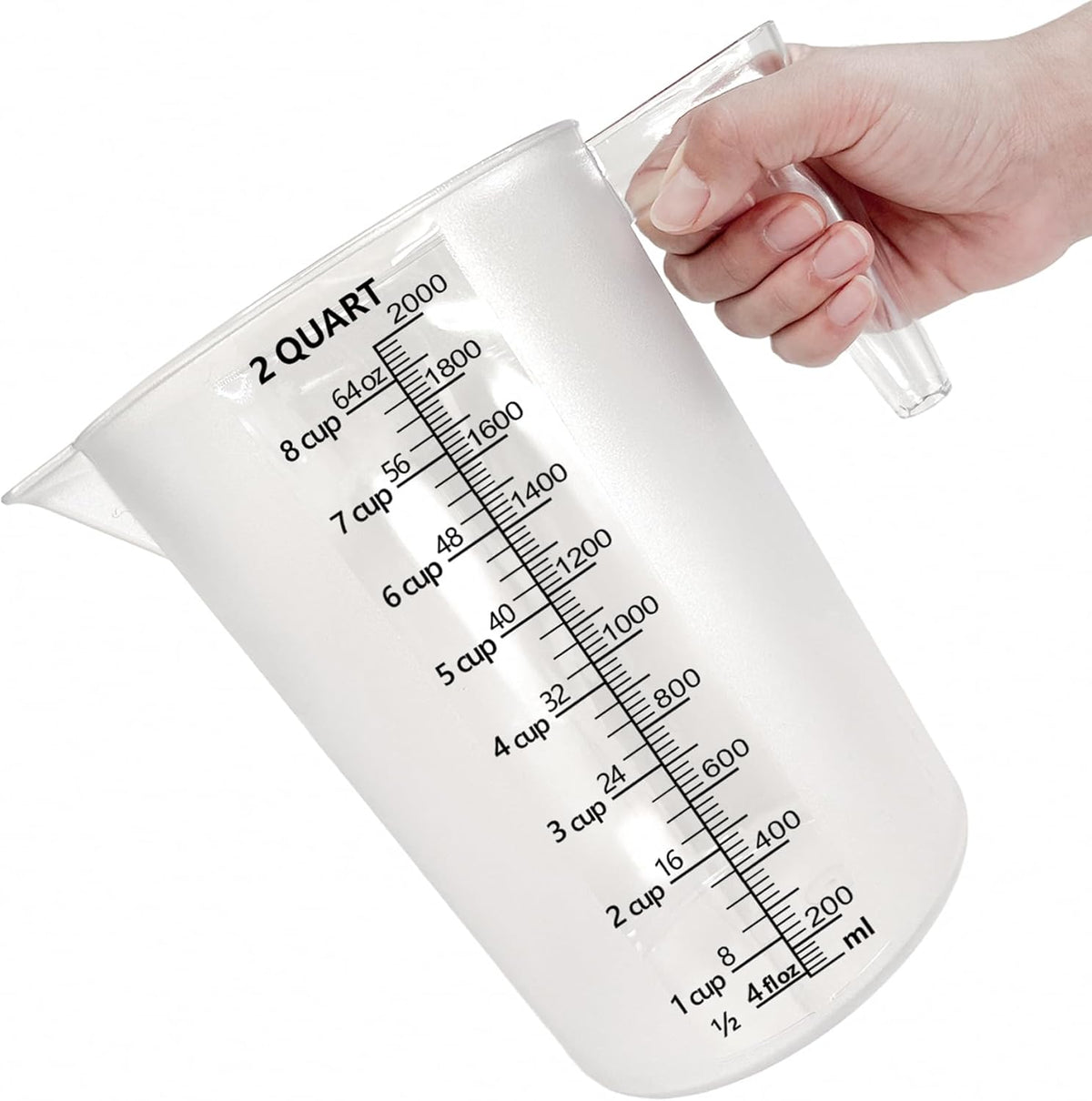 Plastic Measuring Cup with Handle, Pool Chemical Measuring Cup, Plastic Measuring Pitcher for Liquid Mixing, Pouring, Lawn Care, Pet Food, Motor Oil, Laboratory and More (32, Fluid Ounces, 1000ml)
