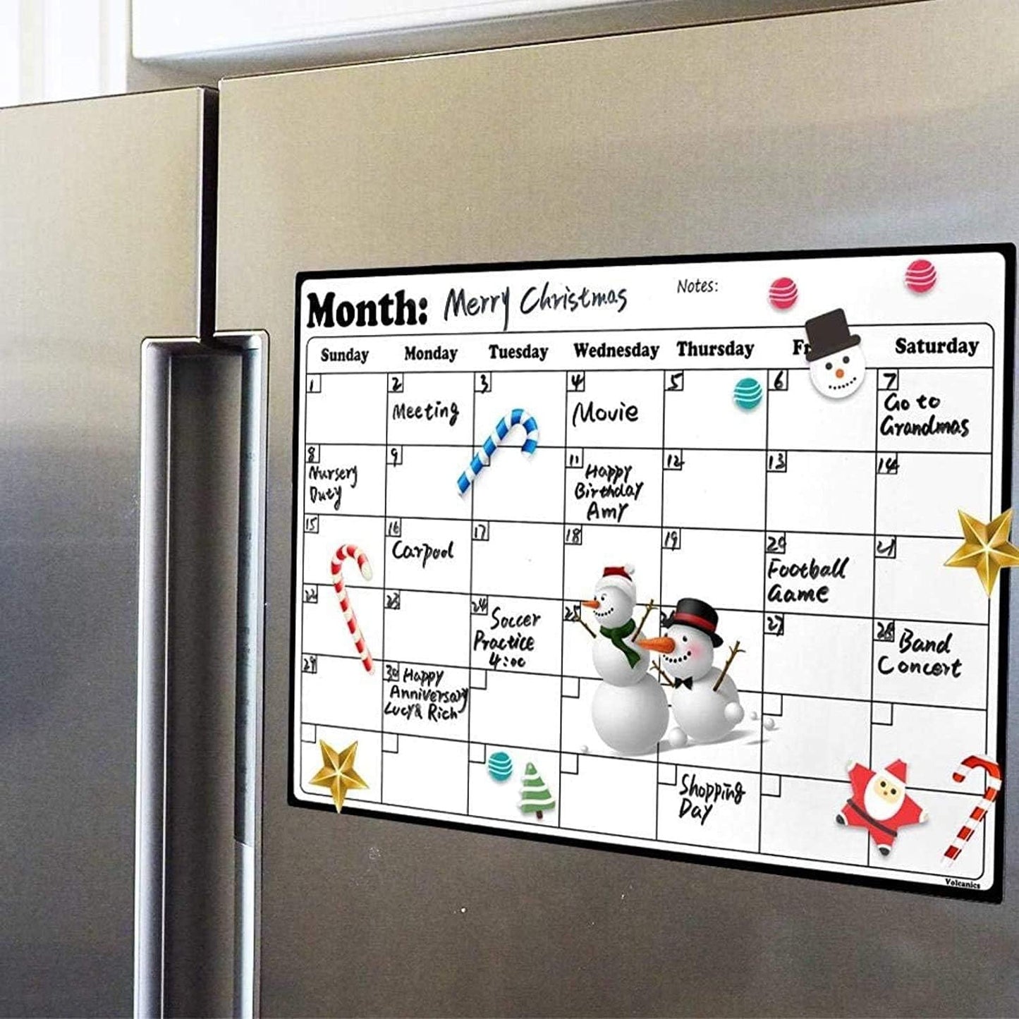 Fridge Calendar Magnetic Dry Erase Whiteboard Calendar for Refrigerator Planners 16.9 Inches X 11.8 Inches