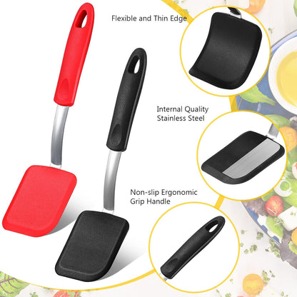 2Pcs Mini Silicone Cookie Brownie Spatula, Solid Flat, Khaki