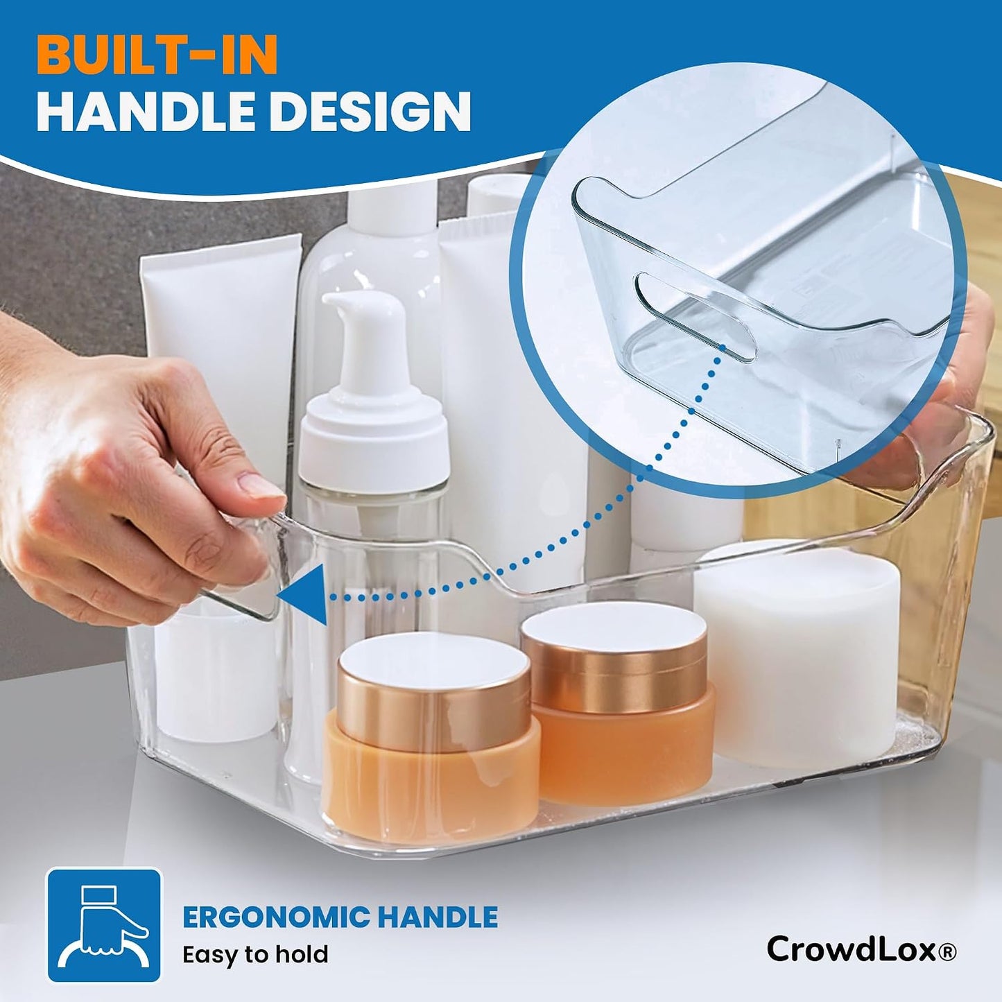 6 Pack Clear Plastic Storage Bins with Lids & Labels, Stackable Organizer Containers with Built-In Handles, BPA-Free Pantry Organization Bins for Kitchen