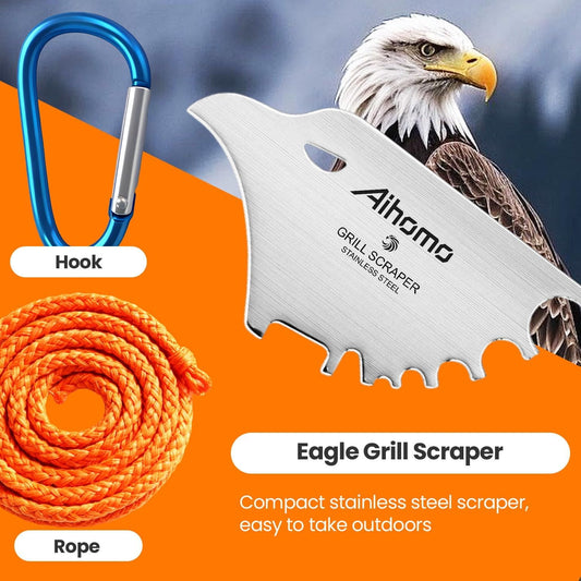 Eagle Grill Scraper Stocking Stuffers, Bristle-Free BBQ Scraper Kitchen Gadgets, Grill Cleaning Tool for Outdoor, Camping, White Elephant Gifts for Men