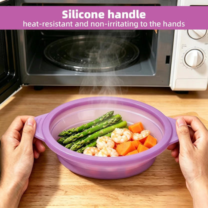 Silicone Microwave Steamer Collapsible Cooker for Vegetables Fish Prep Meal