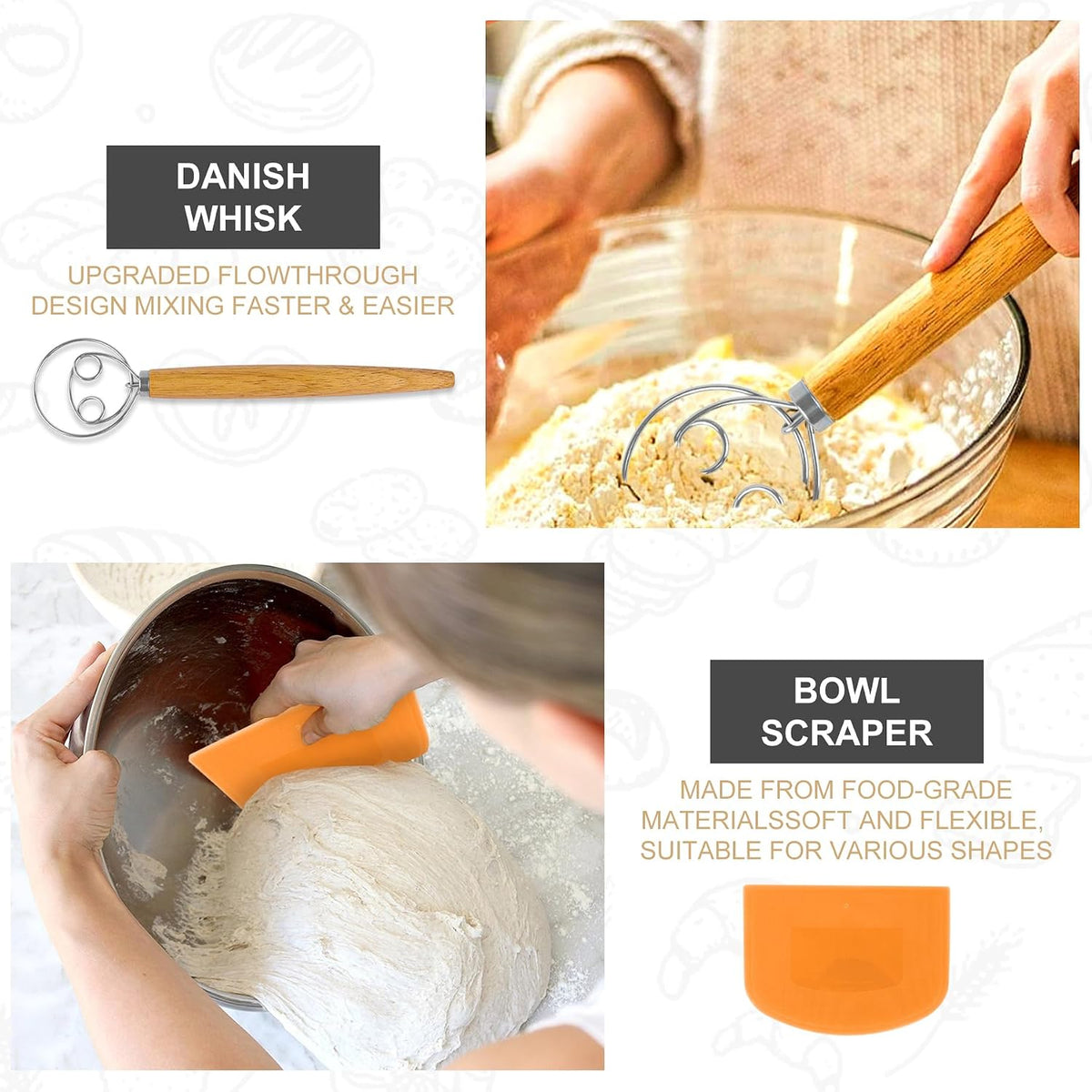 Sourdough Baking Kit, 2 Oval Banneton Proofing Basket Set