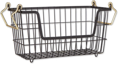 DII Metal Wire Mesh Stackable Utility Storage Bin, Small Round, 12x12x10", Bronze