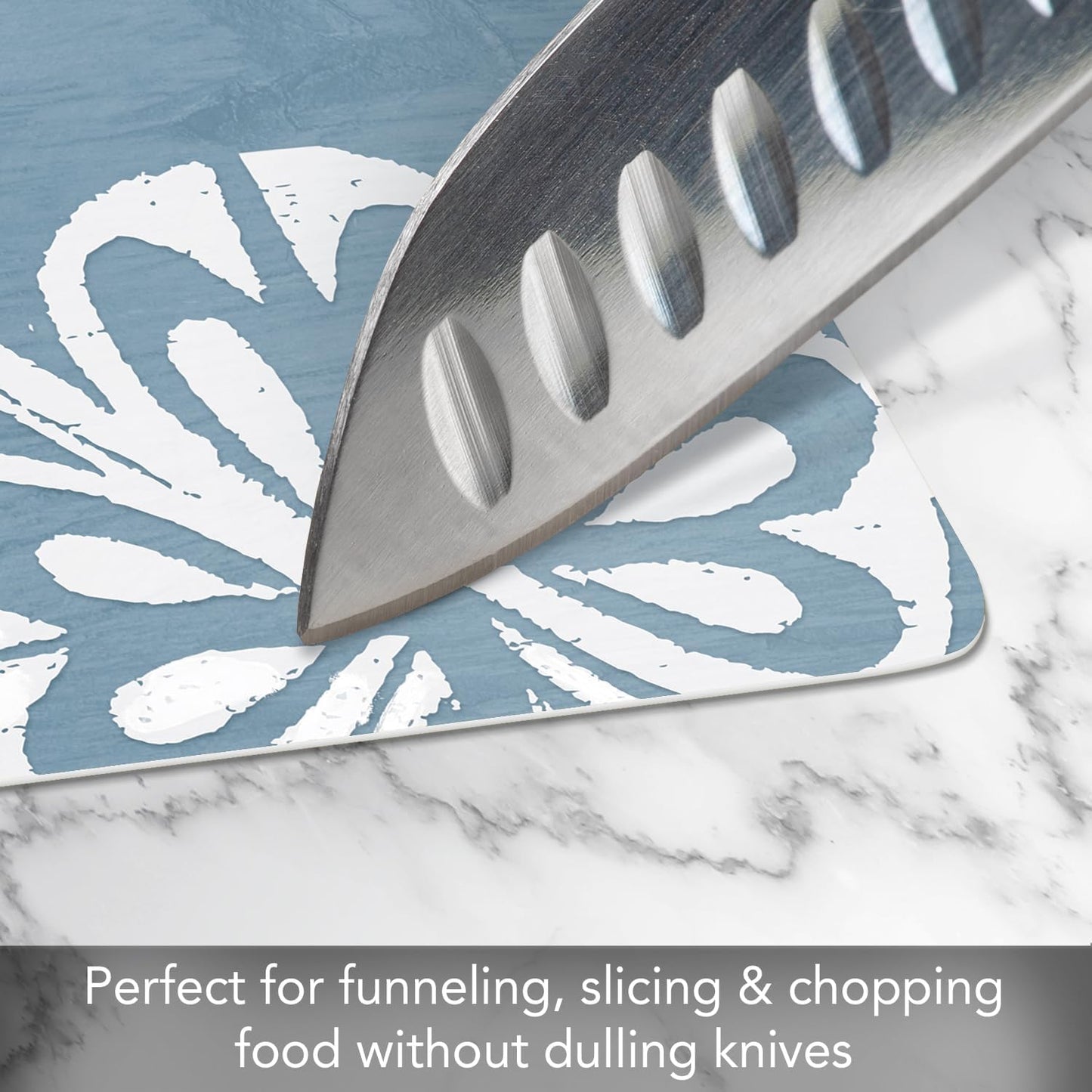 Cut N' Funnel Eat Fresh Designer Flexible Cutting Board Mat 15" x 11.5" Made in the USA Decorative Flexible Easy to Clean