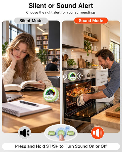 Digital Magnetic Kitchen Timer for Cooking, Rechargeable, Loud Alarm