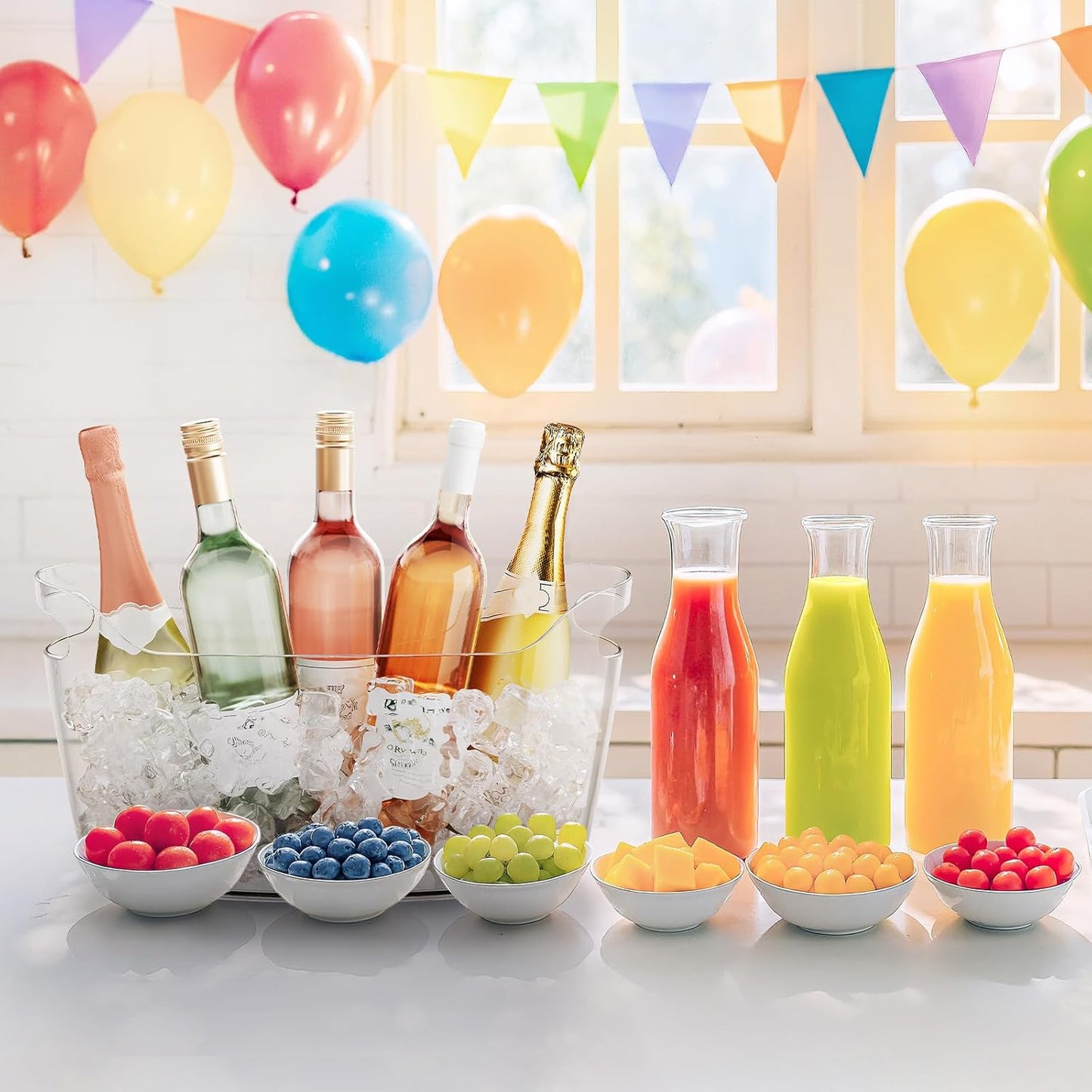 Lifewit 11.5L Ice Bucket for Parties 2 Pcs, Large Portable Drink Bucket for Cocktail Bar, Champagne Cooler for Beverage/Wine/Beer, Mimosa Bar Supplies Chiller Tub with Scoop 38 x18x20 cm/15x7x8 inches
