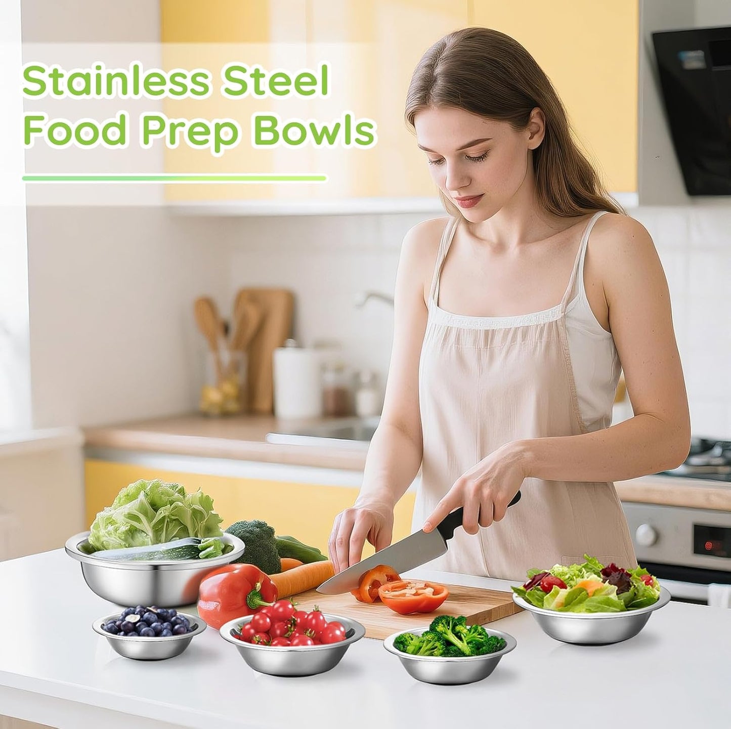 304(18/8) Stainless Steel Mixing Bowls for Kitchen, 4 Pack 6.3" 13.67 fl.oz Metal Mixing Bowls Set Stackable for Baking Serving Cooking Food Prep Storage Dishwasher Safe Lightweight