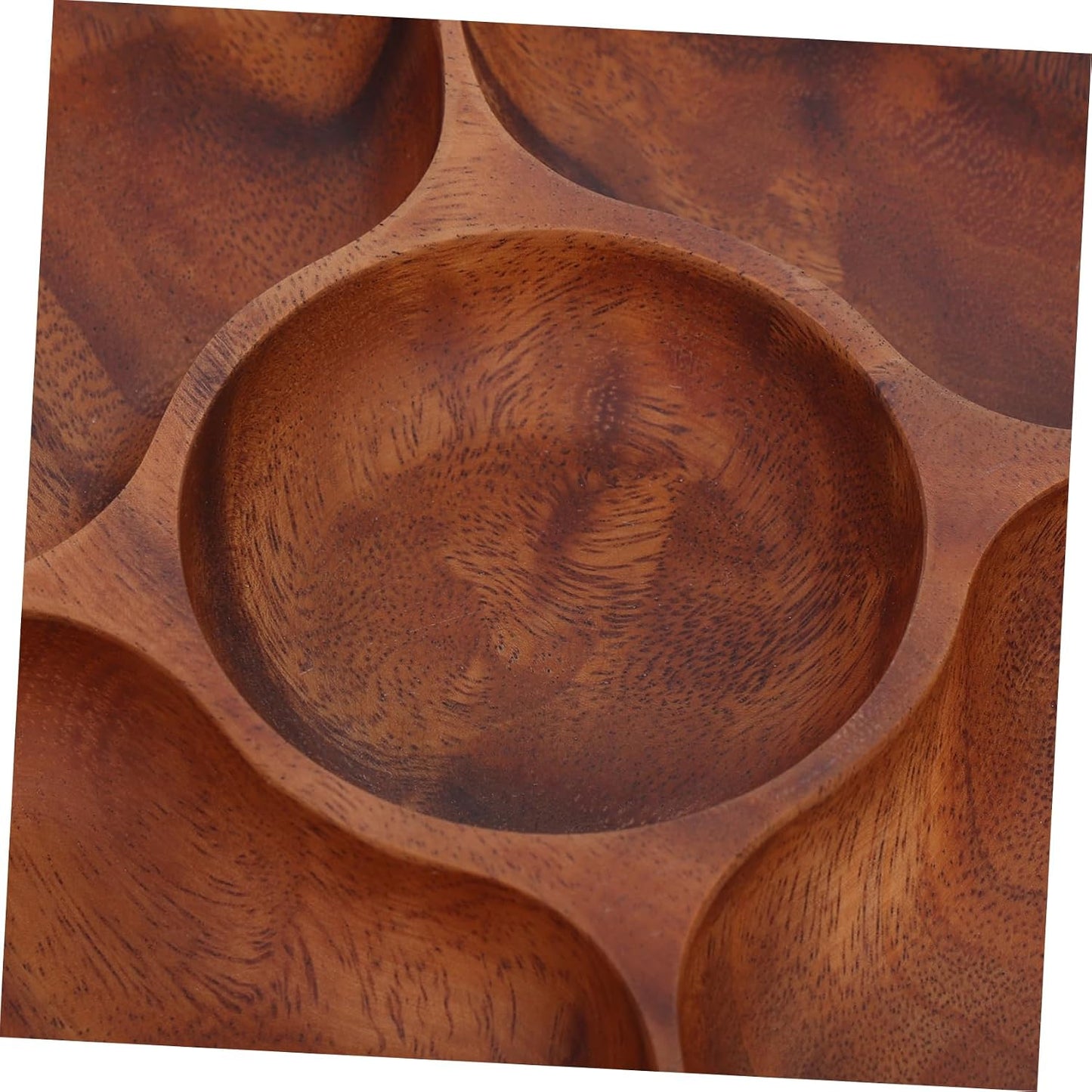 Cabilock Acacia Wood Round Snack Tray Section Serving Platter for Appetizers Fruits and Nuts Stylish Divided Design for Elegant Gatherings Easy to Clean and Maintain