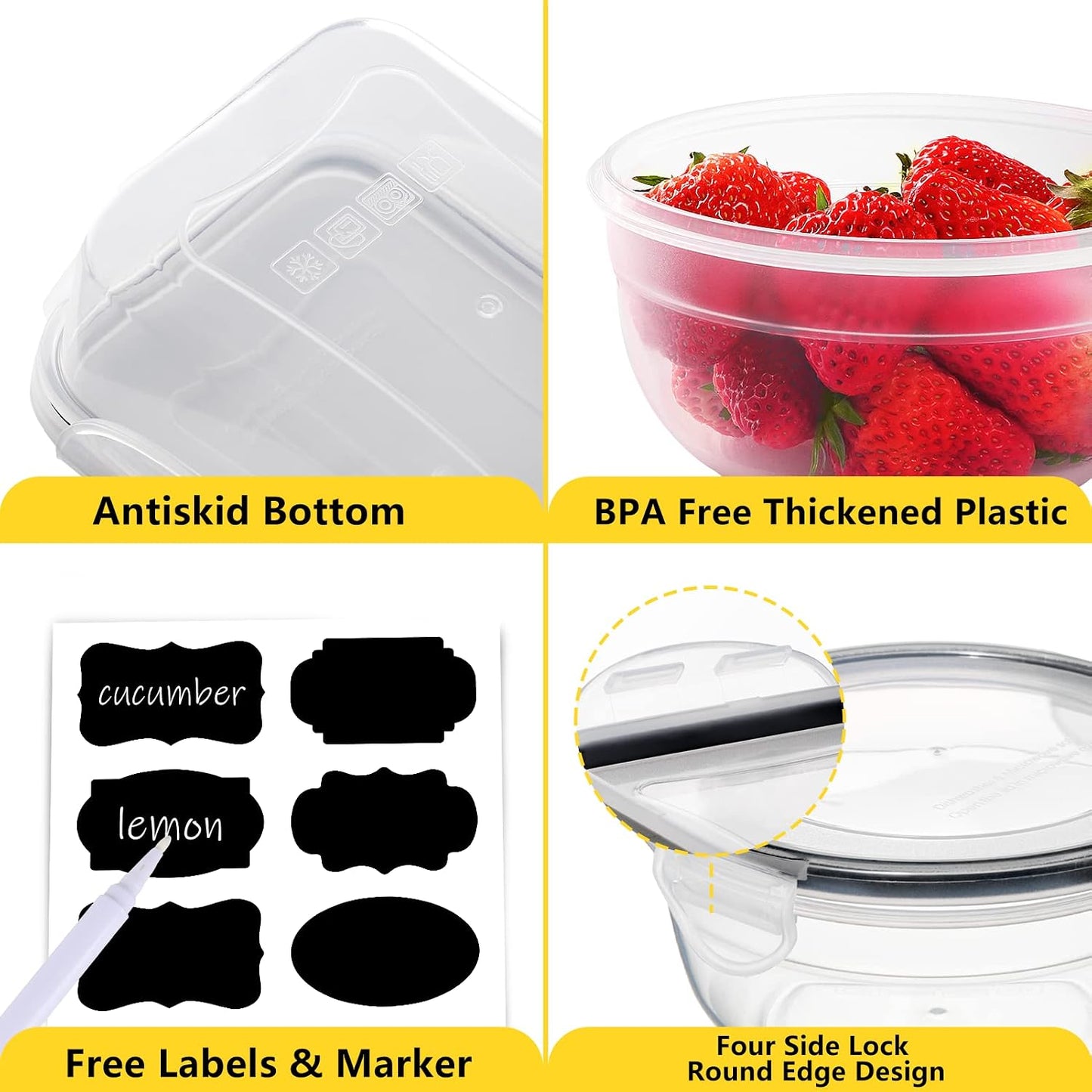 62 PCS Large Food Storage Containers with Lids Airtight (31 Lids &31 Containers) - Leakproof Meal-Prep Containers for Kitchen Storage Reusable Plastic Microwave/Dishwasher Safe with Labels & Pen