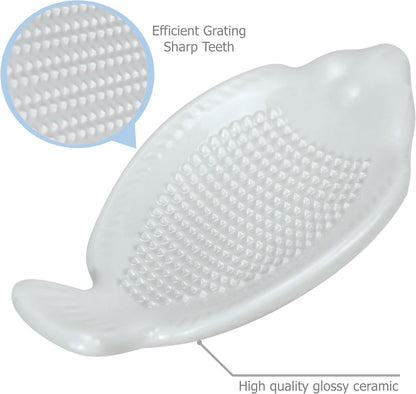 EIKS 2 Pack Ceramic Grater Dish with Fish Shaped & Small Size