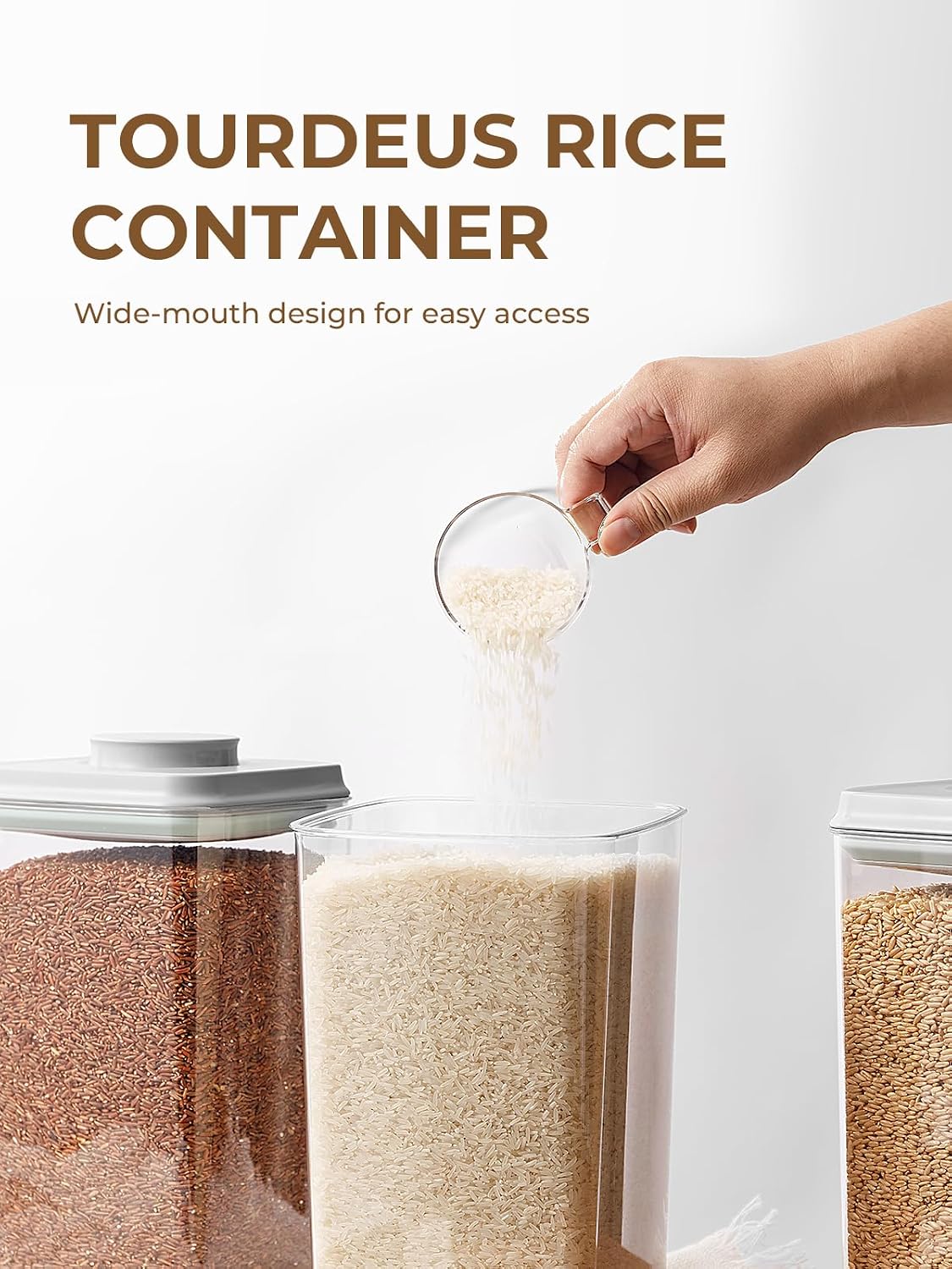 Airtight Food Storage Containers, 4-Piece Set, 1.3-3.5 Qt, Pop-Top Lids | Clear Stackable Pantry Jars for Flour, Sugar, Cereal, Oats, Pasta, Snacks, Baking Ingredients and Small Kitchen Organization