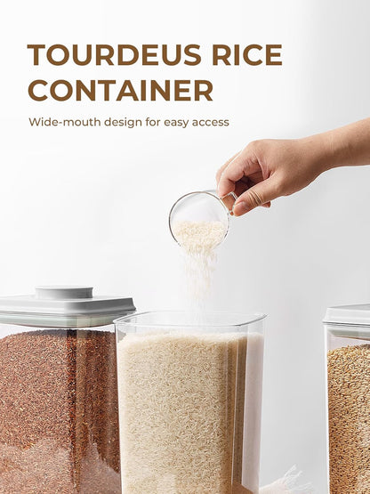 Airtight Food Storage Containers, 4-Piece Set, 1.3-3.5 Qt, Pop-Top Lids | Clear Stackable Pantry Jars for Flour, Sugar, Cereal, Oats, Pasta, Snacks, Baking Ingredients and Small Kitchen Organization