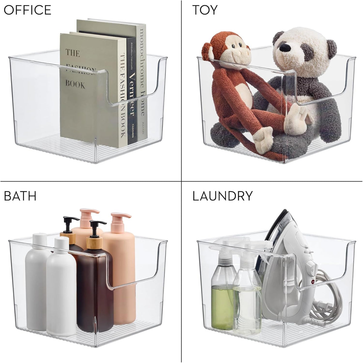 iDesign Open-Front Storage Bin, Clear | Kitchen, Pantry, Bathroom, Home Office, Made in USA