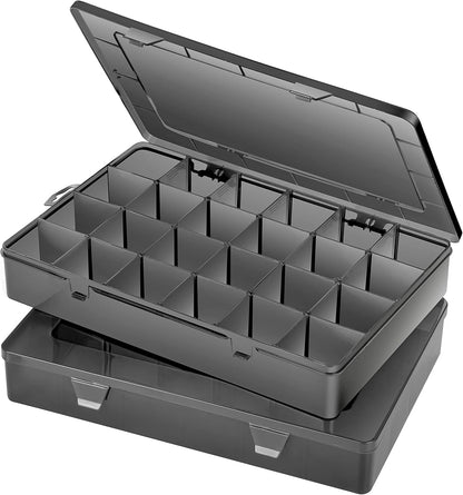 Gbivbe Large 24 Grids Plastic Organizer Box Adjustable Dividers,Clear Storage Box for Jewelry, Art DIY Crafts, Washi Tapes, Beads and Small Parts