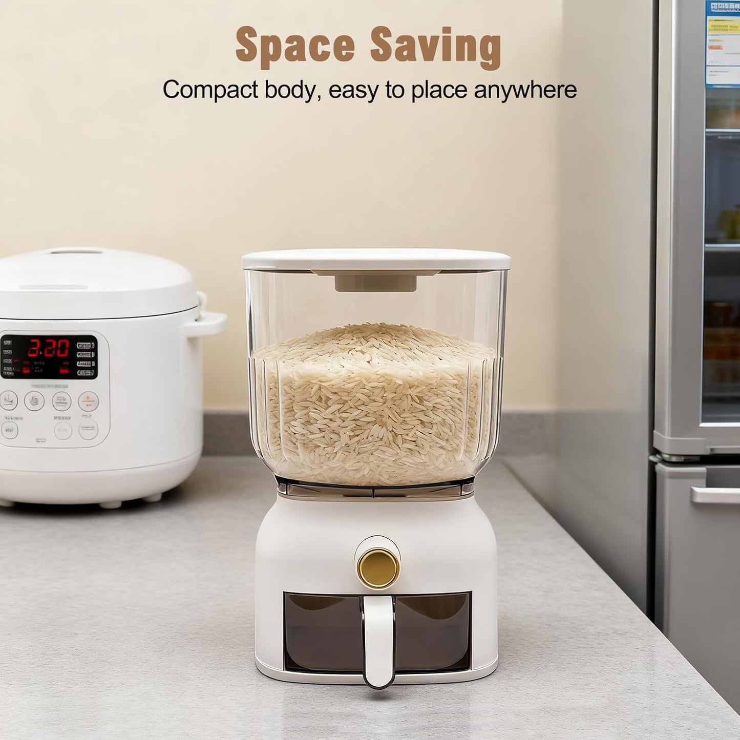 13.23 lbs Rice Dispenser - Large Sealed Grain Storage Container with Food Dispenser and Cup, for Rice Beans Grains Cereal and Dry Food Storage Kitchen Organizer